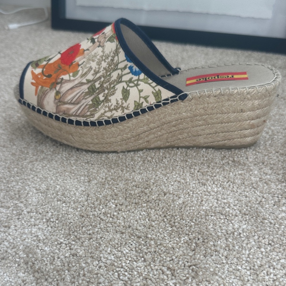 Respoke - Gucci Scarf Upcycled Floral Espadrille Wedge Sandals - Picture 7 of 13